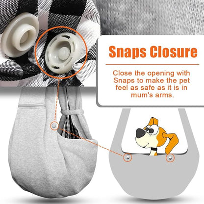 Tomkas Small Dog Cat Sling Carrier Puppy Purse Travel Wrap Soft Crossbody Pet Bag (Grey, M - Zip Pocket & Adjust Strap)