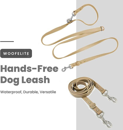 Hands-Free Waterproof Dog Leash, Adjustable Waist & Crossbody Dog Leash for Running, Walking & Hiking (Beige, 8 FT)
