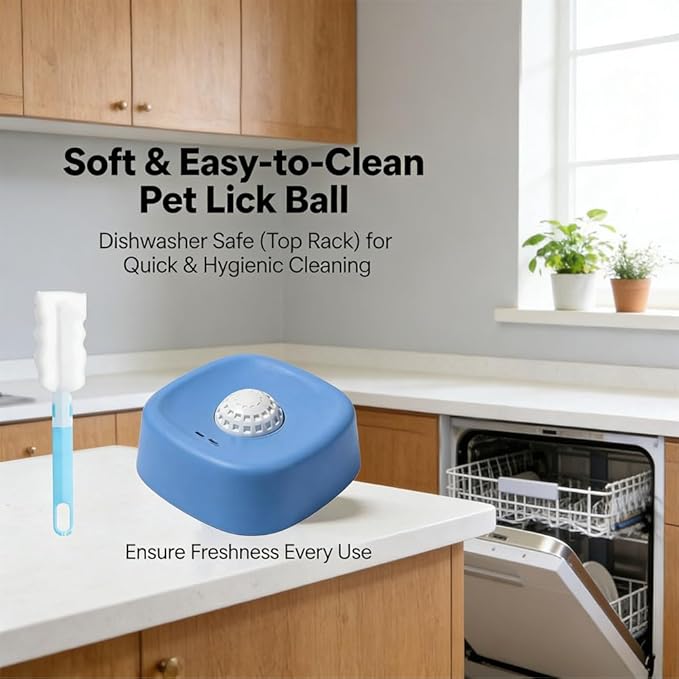 Lick and Roll Slow Feeder Bowl for Dogs, Food-Grade Rubber, Interactive Treat Feeding, Anti-Slip, Built-in Ball Roller, for Small, Medium and Large Breeds (Black)