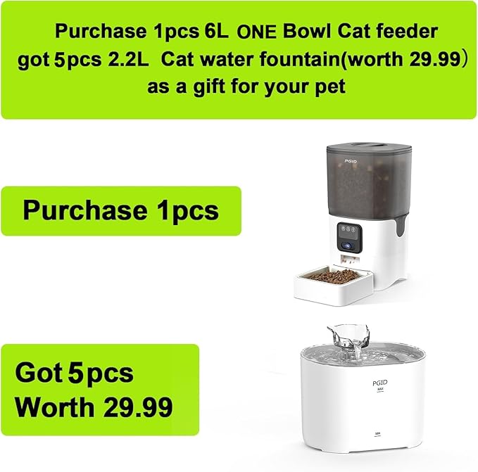 Automatic Cat Feeder 6L,Timed Cat Feeders for Dry Food, 2.4G WiFi Pet Feeder with APP Control for Remote Feeding,Automatic Dog Food Dispenser with Alexa,1-10 Meals Per Day for Dog