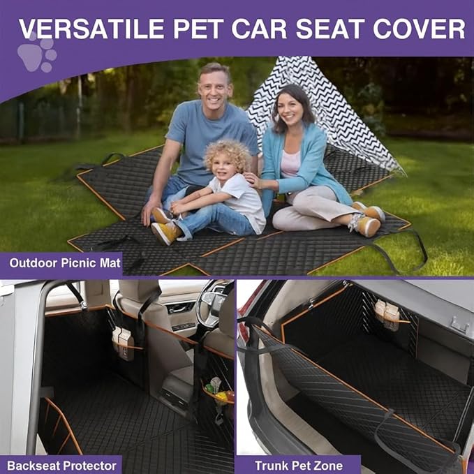 Dog Car Seat Cover with Mesh Window | Waterproof 600D Heavy Duty Nonslip Scratch Proof Hammock | Universal Fit for SUV, Truck, Car