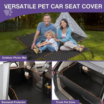 Dog Car Seat Cover with Mesh Window | Waterproof 600D Heavy Duty Nonslip Scratch Proof Hammock | Universal Fit for SUV, Truck, Car