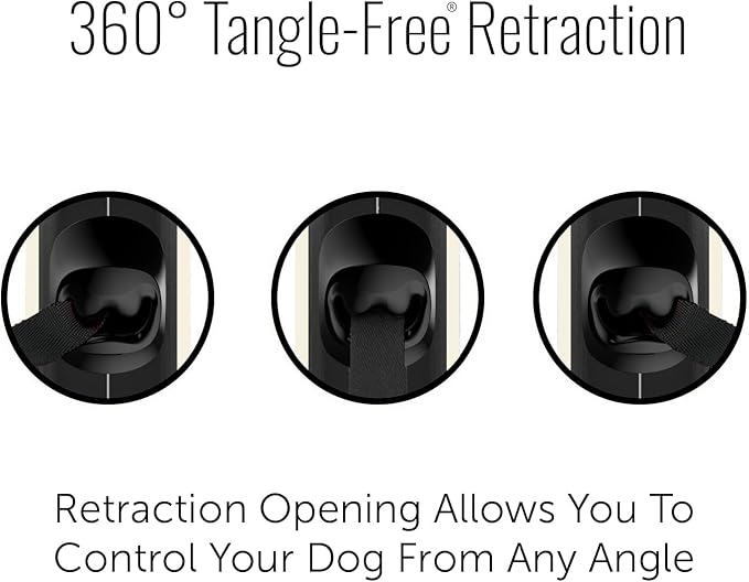TUG Oval 360° Tangle-Free Retractable Dog Leash with Integrated Waste Bag Dispenser (Medium, Cream)