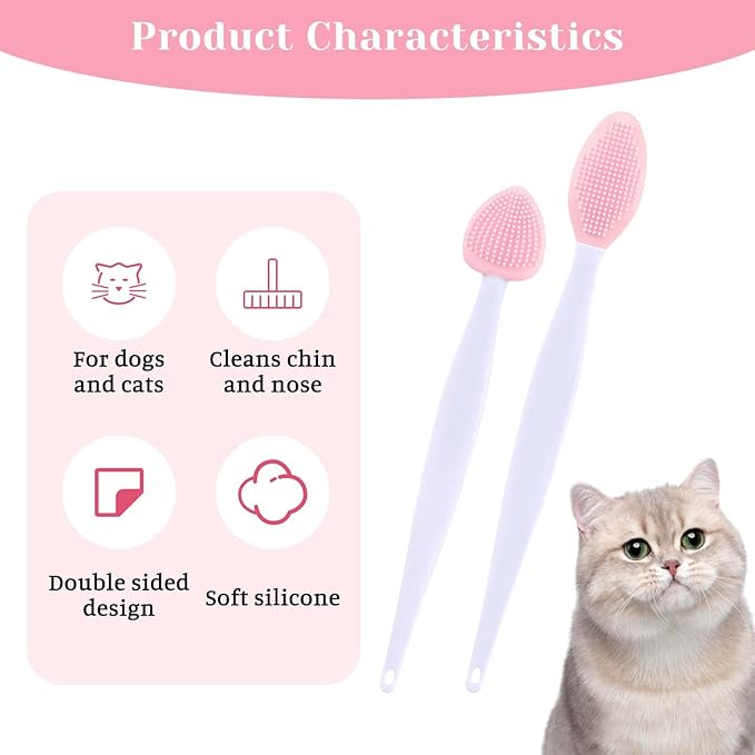 cobee 4Pcs Cat Acne Chin Treatment, Cat Acne Brush Set, Soft Silicone Cats Acnes Brush Set, Cats Acnes Chin Treatment Double Sided Blackhead Exfoliation