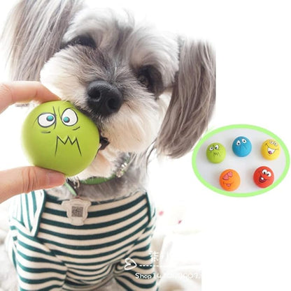 Latex Dog Chewing Squeaky Ball Toys Face Fetch Play Toy for Puppy Small Medium Pets Dog cat 6PCS/Set