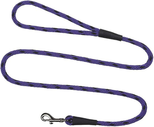 Mendota Pet Snap Leash - British-Style Braided Dog Lead, Made in The USA - Black Ice Purple, 3/8 in x 4 ft - for Small/Medium Breeds