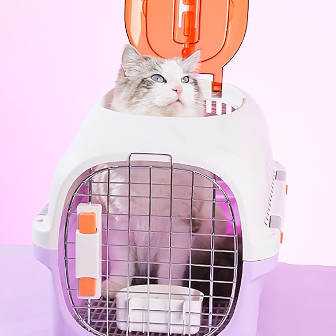 Detachable Pet Carrier for Small Animal, 2025 New Ventilated Plastic Dog Crates, Portable Hard-Sided Dog Crate with Handle for Puppies ＆ Cat Traveling, Hiking, Camping (Purple)