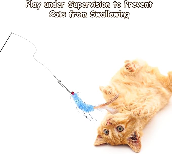 ORSDA Cat Toys, Interative Ketty Toy for Cats with Bell, Cat Feather Toy for Cats to Chase and Exercise