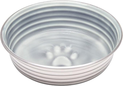 Loving Pets - Le BOL Dog Food Water Bowl Enamel Ceramic Bowl No Tip Stainless Steel Pet Bowl No Skid Spill Proof (Small, Parisian Gray)