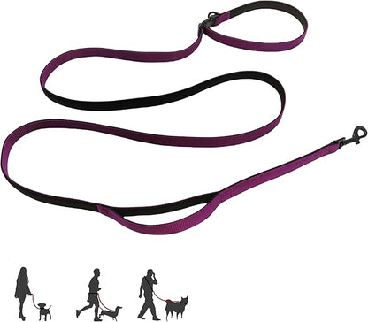 Multifunctional Dog Leash with Extra Handle -4 in 1 Hands-Free Adjustable Dog Leash for Jogging, Walking, Running - Fits Small and Medium-Sized Dogs (Purple, M)