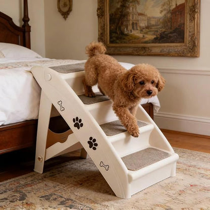ZENY Folding Dog Stairs, Portable Indoor/Outdoor Pet Steps for Bed, Couch, Car, Pet Stairs for Small Pet Dog/Cat