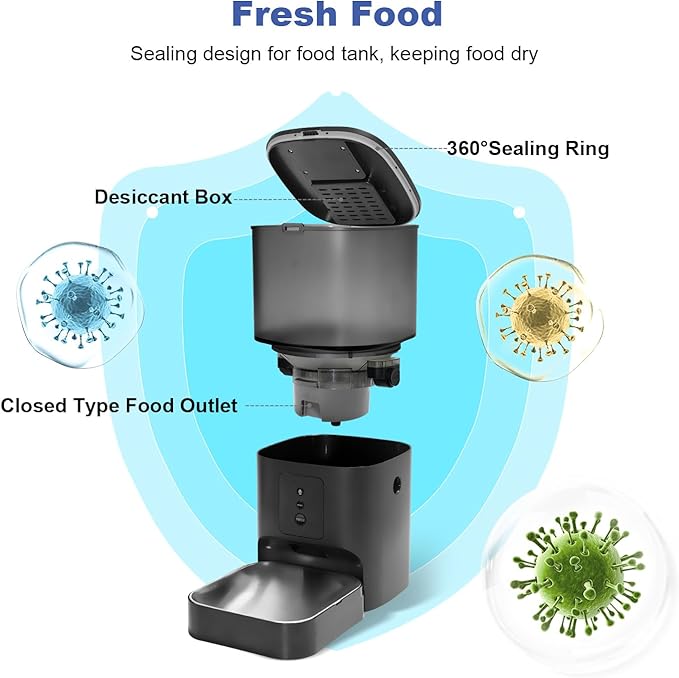 ANDOLL HOME 2.4G Automatic Cat Feeder, 4L WiFi Food Dispenser with 10s Voice Recorder, Pet Feeder up to 10 Meals per Day, Timed Cat Feeder with Dry Food Sealed Ring