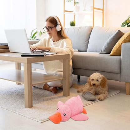 2024 New Quack-Quack Duck Dog Toy, Durable The Mellow Dog Calming Duck Dog Toy, Yellow Stuffed Dog Cat Pet Squeak Chew Toys for Dogs Indoor Puppy (C)
