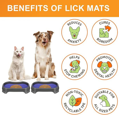 Neater Pets Neat-LIK Dog Lick Mat w/Mess-Proof Tray, Lick Mat for Dogs, Cats, Puppy, Reduces Anxiety & Boredom, Peanut Butter Slow Feeder, Interactive Treat Licking Pad (Purple/Gunmetal)