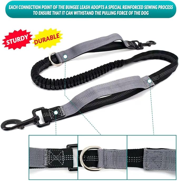 Hands Free Leash with Walking Fanny Pack for Large Medium Small Dogs, Heavy Duty Durable Reflective Waist Bungee for Training, Night Walking Running Jogging Hiking