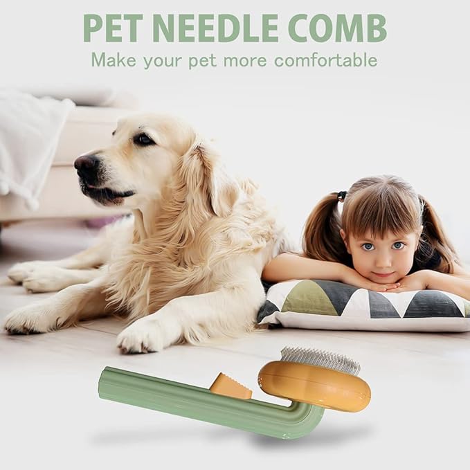Pumpkin Cat Brush, Gentle Self Cleaning Pet Brush with Release Button for Cats and Dogs, Easy to Remove Loose Hair Daily Grooming Tool During Shedding Season