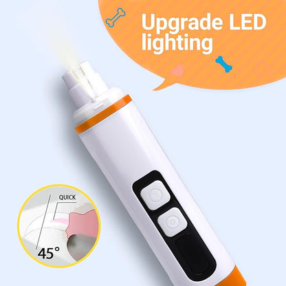 2026 Upgraded Dog Nail Grinder Quiet with LED Light & Low Noise - 3-Speed, 3-Port Professional Dog Nail Trimmer Dogs & Cats, Cordless & Rechargeable