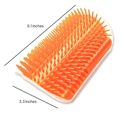 Cat Self Groomer – Wall Corner Grooming Brushes for Cats and Small Pets – Soft Silicone Massage Brush for Shedding Control and Face Rubbing (2 Orange + 2 Gray)