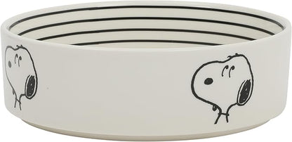 Peanuts Snoopy Dog Bowl with Bone Design – 6.5" Stoneware Water or Food Bowl for Small to Medium Dogs – Cute Cartoon Pet Dish, Durable & Easy to Clean