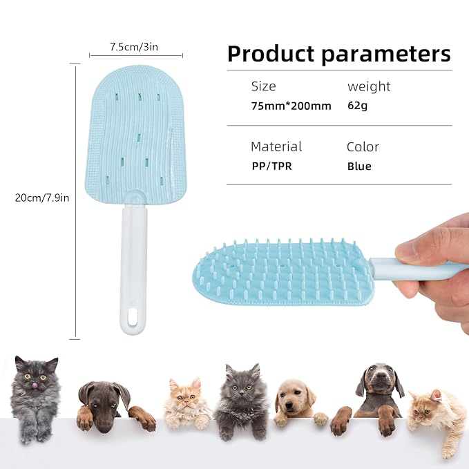 Pet Ice Cream Massage Comb, Cat Double-Sided Grooming Brush, Cat Tongue Brush for Cats Grooming Easily Removes Fur Reducing Hairballs (Blue)