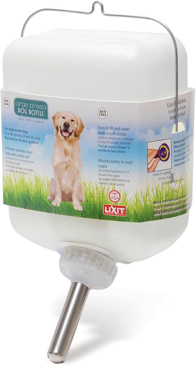 Lixit® Wide Mouth Water Bottles for Large Dogs (White, 64 Ounce)