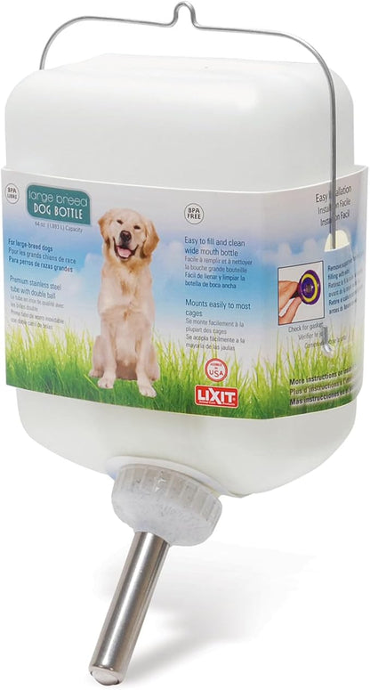 Lixit® Wide Mouth Water Bottles for Large Dogs (White, 64 Ounce)