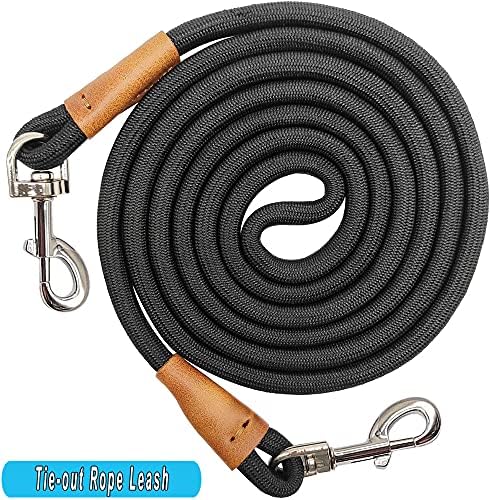 6 Foot Dog Tie Out Rope Leash, Training Tie Down Nylon Dog Tether for Camping, Indoor, Outdoor and Front Yard (1/2" x 6ft, Black) - Image 3