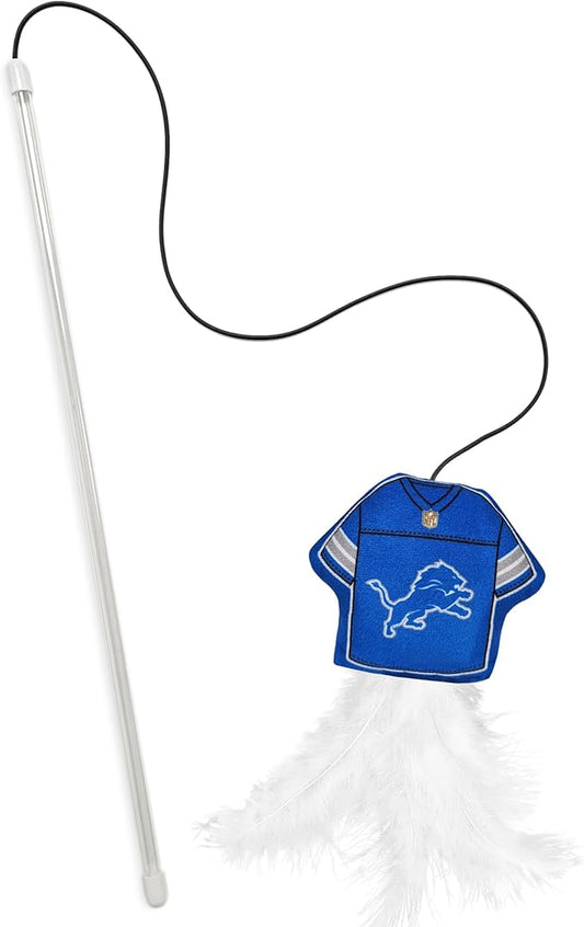 NFL Detroit Lions Team Jersey Wand with CAT NIP, Cat Toy Jersey Shaped Plush Teaser Toy for Cats & Kittens - Interactive Pet Toy for Play & Exercise