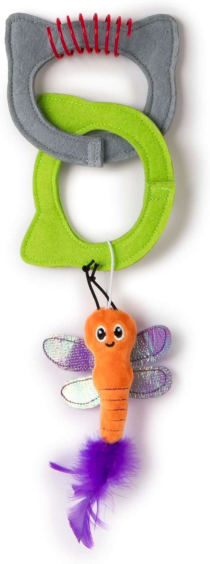 Quirky Kitty Kitty Connects Catnip Links Felt Rings Cat Toy| Modular Linkable Cat Toy Set with Plush Dragonfly & Spring | Interactive Catnip Play for Endless Fun
