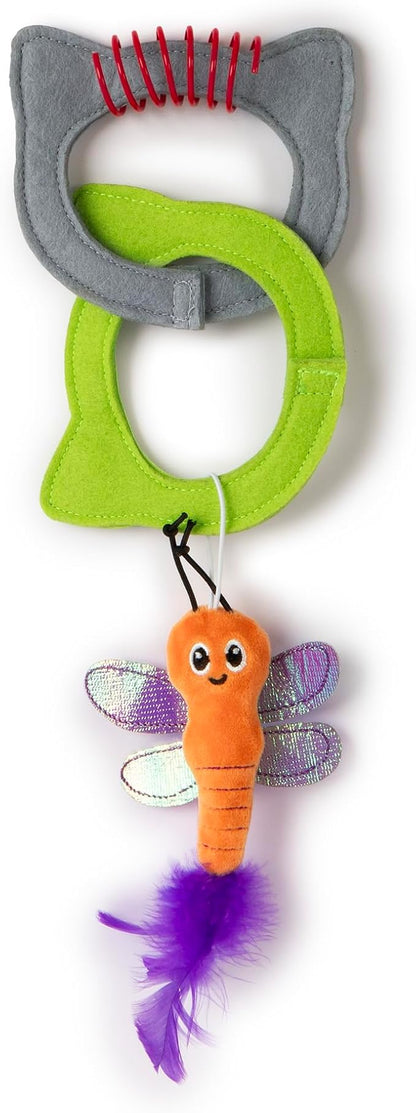 Quirky Kitty Kitty Connects Catnip Links Felt Rings Cat Toy| Modular Linkable Cat Toy Set with Plush Dragonfly & Spring | Interactive Catnip Play for Endless Fun
