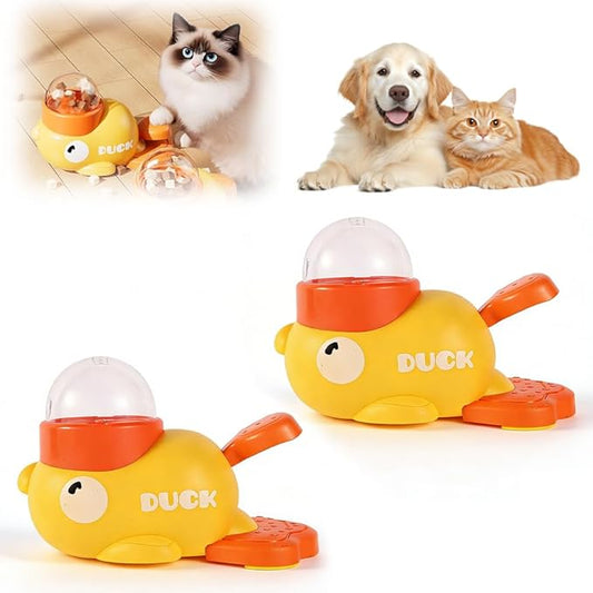 Dog Interactive Treat Dispenser, 2026 New Yellow Duck Cat Treat Dispenser, Interactive Dog Food Dispenser with Button, Dog Food Slow Treat Feeding Dispenser for Small & Large Cats Dogs (2)