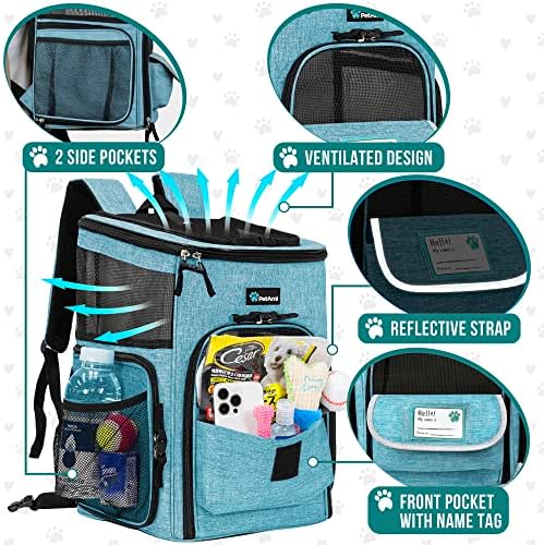 PetAmi Dog Backpack Carrier, Airline Approved 4-Way Entry Cat Bag, Teal - Image 4