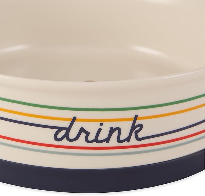 Bone Dry Ceramic Food Bowls, Non-Slip & Dishwasher Safe, Medium Set, 6x2 Eat/Drink