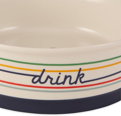 Bone Dry Ceramic Food Bowls, Non-Slip & Dishwasher Safe, Medium Set, 6x2 Eat/Drink