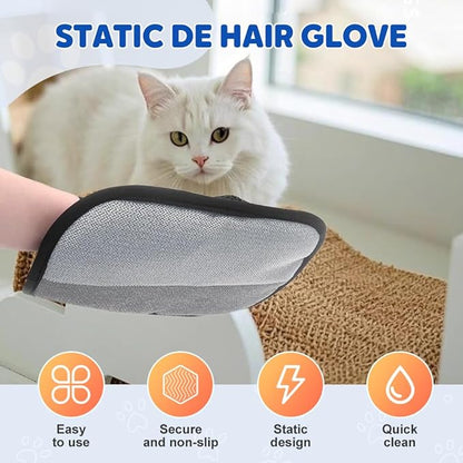 Pet Hair Remover Gloves, 2025 New Pet Hair Removal Gloves, Electrostatic Removal Gloves for Pet Hair, Cat and Dog Hair Removal Tool for Couch, Furniture, Carpet, Car Seat and Pet Grooming (1 Pack)