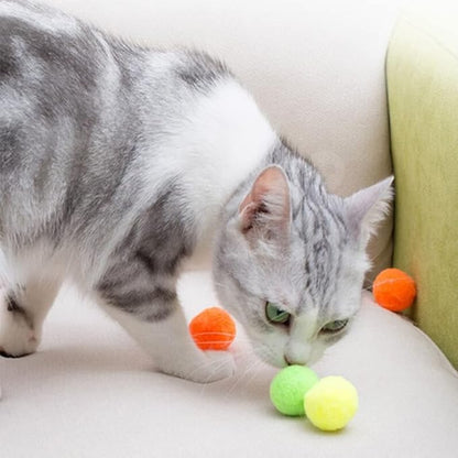 Premium Soft Pom Pom Balls for Kittens - Lightweight, Interactive, Assorted Colors - Plush Toy for Kitten Training and Play - Pet Products for Cats (1.2 Inches 30 Balls)