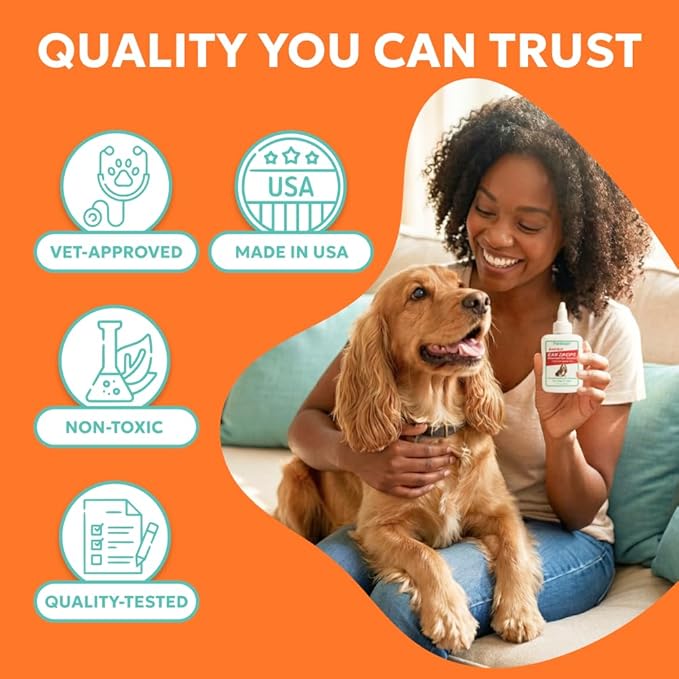Forticept Dog and Cat Ear Infection Treatment, Dog Ear Drops with 1% Hydrocortisone 2 oz