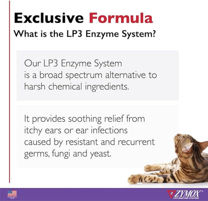 Zymox Otic Enzymatic Solution for Dogs and Cats to Soothe Ear Infections with 1% Hydrocortisone for Itch Relief, 4oz