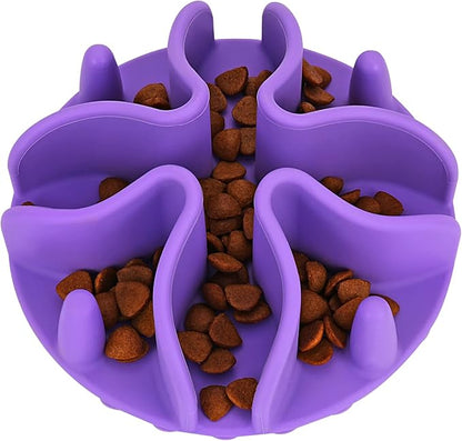 Slow Feeder for Dog Cat Puppy, Silicone Pet Feeder Insert with Strong Suction Cups, Medium, Purple