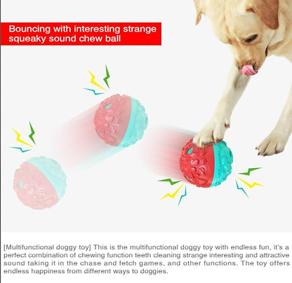 CYBERNOVA Interactive Dog Toys,Dog chew Ball, Fun Squeaky Sound Ball for Small Medium Large Breeds (red+Blue)