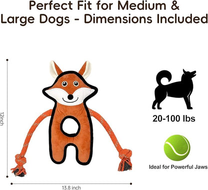 Pet Fox Rope & Plush Dog Toy - Interactive Tug Toy for Dogs | Eco-Friendly REPT Material | Durable for All Breeds