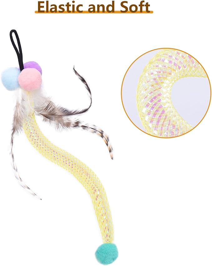 ORSDA 3 PCS Replacement Refills, Feather Tail, Elastic Net Tail, Plush Shrimps for Automatic Kitten Toys, only Suitable T93&T96 Cat Ball Toy