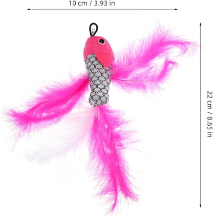balacoo Cat Teaser Replacement Heads Fish Shaped 3 Pieces Lightweight Interactive Wand Toy for Indoor Cat Play and Exercise
