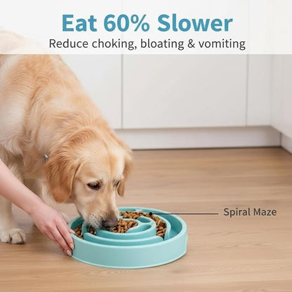 Pet Slow Feeder Bowl - Anti-Choking Maze Design, Universal for Dogs & Cats, Anti-Slip & Anti-Tip (Bowl-Light Blue)