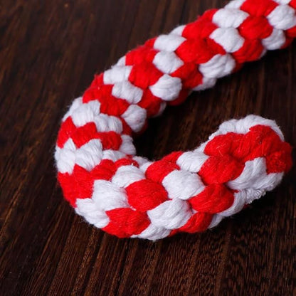 2PCS Candy Cane Rope Toys,Cotton Rope Toys and Christmas Decoration,Christmas Chew Toys for Puppy Small Pet Medium Large Dog Chewing Teething Clean and Training (red White/Green red)