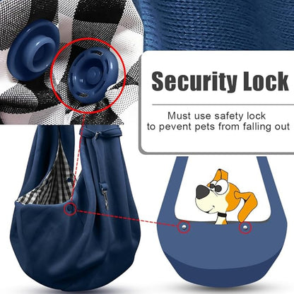 Tomkas Small Dog Cat Sling Carrier Puppy Purse Travel Wrap Soft Crossbody Pet Bag (Dark Blue, M - Classic Pocket & Classic Strap)