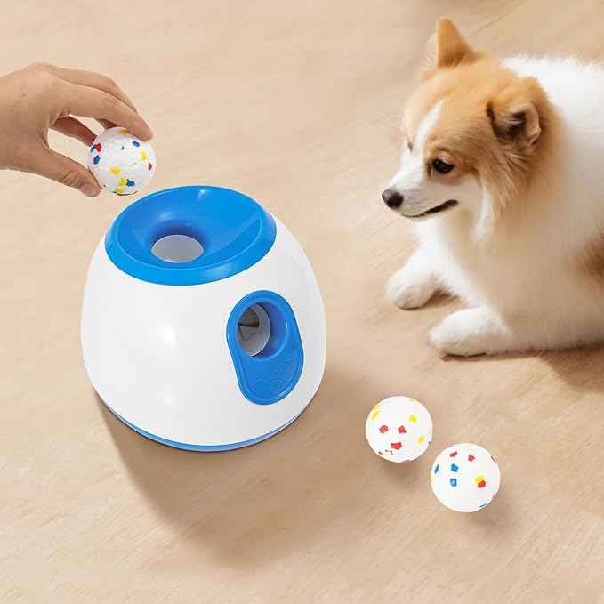 Automatic Dog Ball Launcher, Dog Ball Thrower Launcher with 3 Balls Sizing 2 Inch Interactive Balls Launchers for Dogs with Adjustable Distance Settings 10-30ft for Indoor Backyards Parks