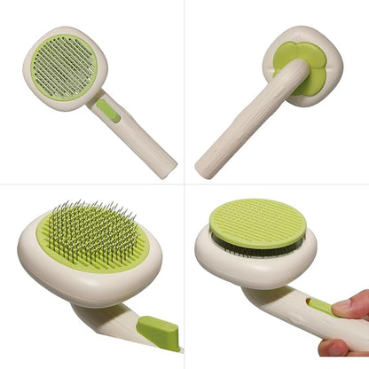 Pet Massage Comb, Knot Opening Comb, Self-Cleaning, Cat And Dog Universal, One Click Hair Removal,Pet Supplies Hair Remover Tool, White Green - Persimmon Style, 1 piece, 1 sale