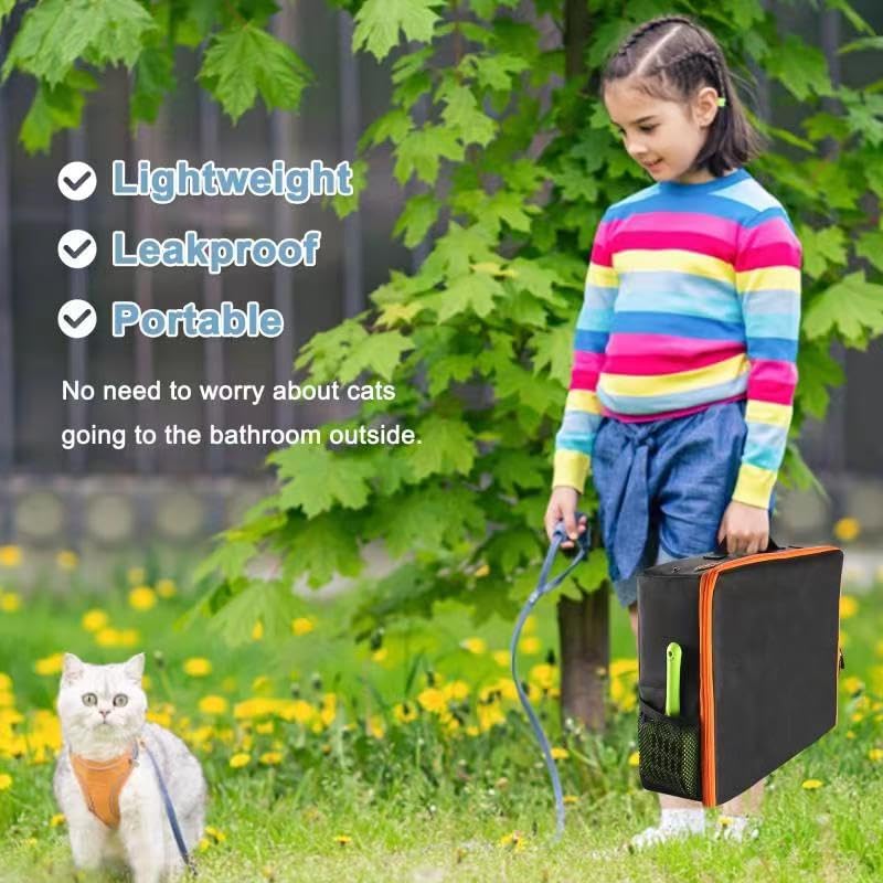 Deblue Portable Cat Travel Litter Box with Lid, Leak-Proof and Water-Proof, Lightweight Cat Litter Box for Car, Road Trip, Hotel, Airplane, and Outdoor-Black - Image 2