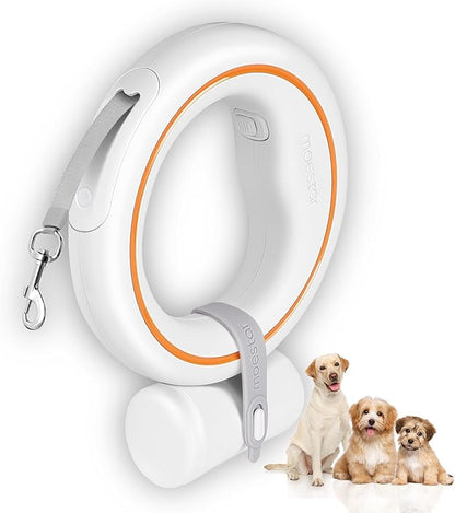 UFO Retractable Dog Leash Hands Free Wearable Laisse Chien with Poop Bag Holder One-Handed Brake Pause Lock 360° Tangle Free 10 ft Strong Nylon Tape Dog Leash for Up to 66lbs Medium Small Dogs